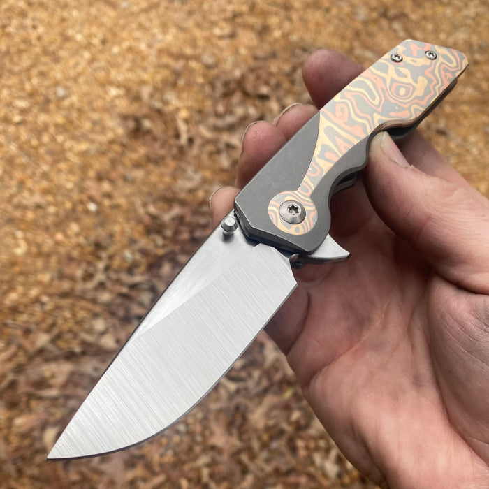 Mark 3 Medium - Zirc/Copper/Brass Mokume Keyhole Inlay