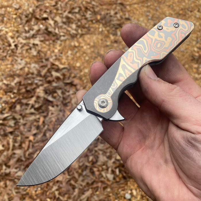 Mark 3 Medium - Zirc/Copper/Brass Mokume Keyhole Inlay