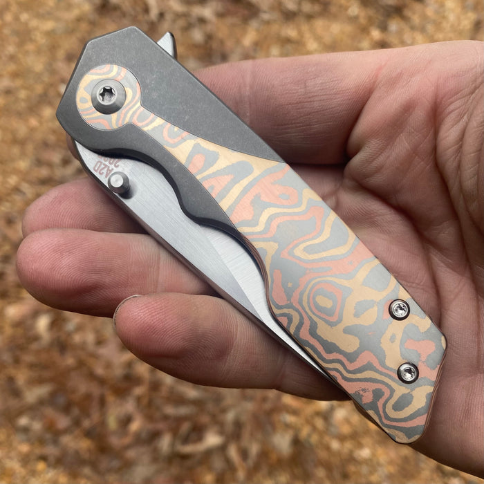 Mark 3 Medium - Zirc/Copper/Brass Mokume Keyhole Inlay