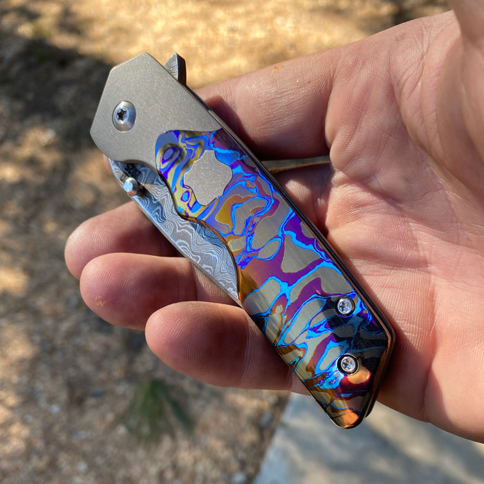 Mark 3 Medium - KenobiTi Scale - Stainless Damascus Blade/Clip