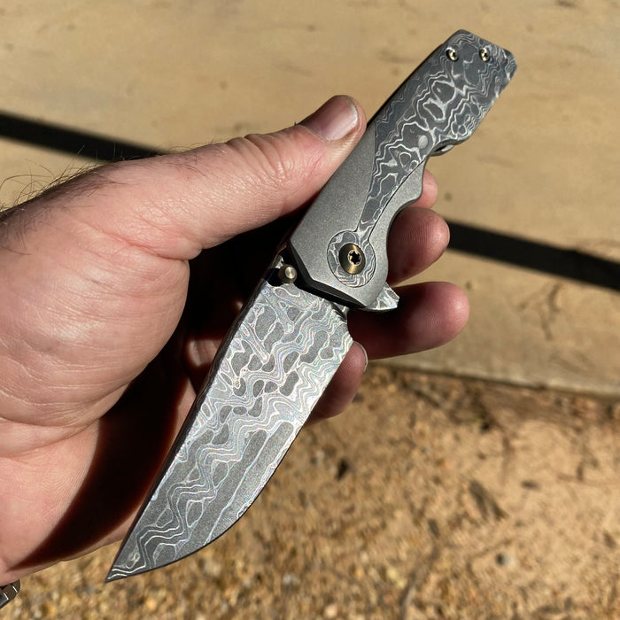 Mark 3 Medium - Damascus Keyhole Scale - Stainless Damascus Blade/Clip