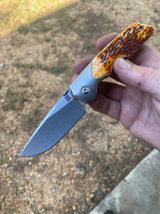 GEN4 Mark 3 Medium - Bolster Lock - Jigged Bone Scales - Brightwash Ti