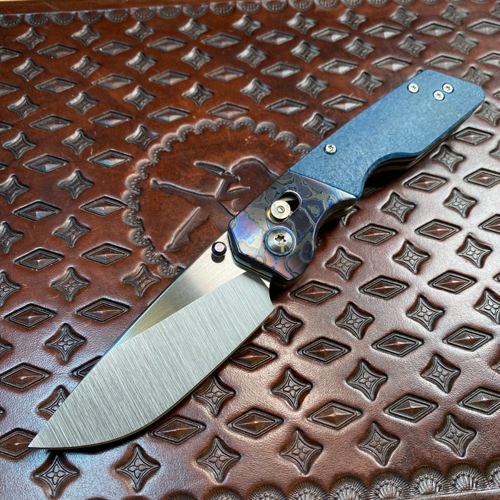 Mark 3 Medium Bolstered Barlock - ZircuTi/Westinghouse Blue Glass Micarta.