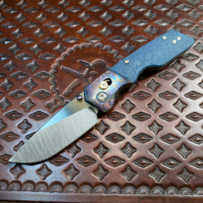 Mark 3 Medium Bolstered Barlock - ZircuTi/Westinghouse Blue Glass Micarta.