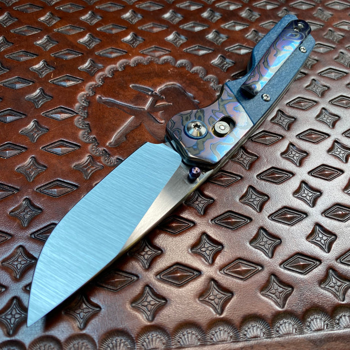 Mark 3 Medium Bolstered Barlock - ZircuTi/Westinghouse Blue Glass Micarta.