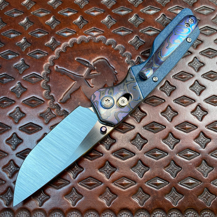 Mark 3 Medium Bolstered Barlock - ZircuTi/Westinghouse Blue Glass Micarta.