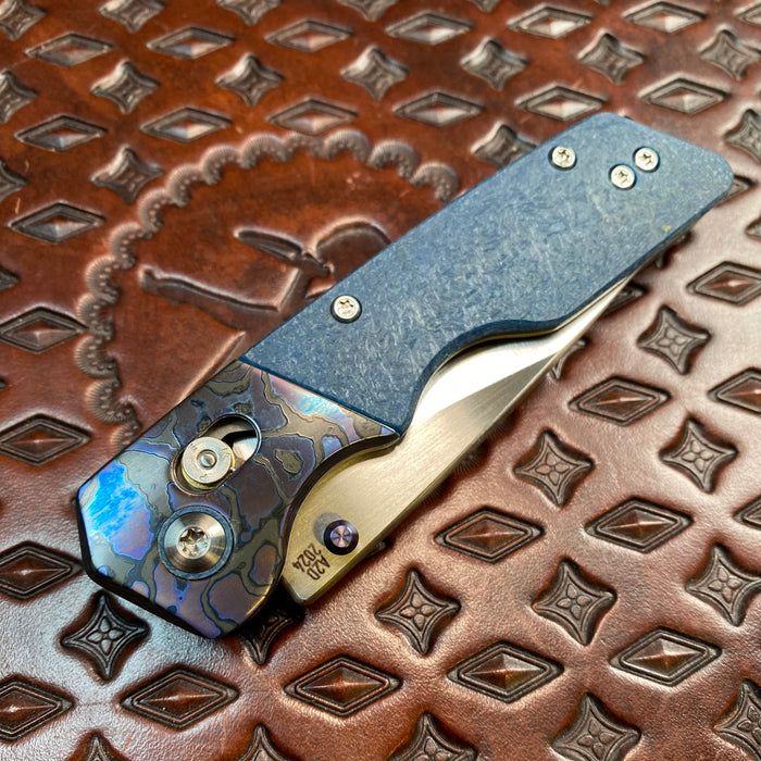 Mark 3 Medium Bolstered Barlock - ZircuTi/Westinghouse Blue Glass Micarta.