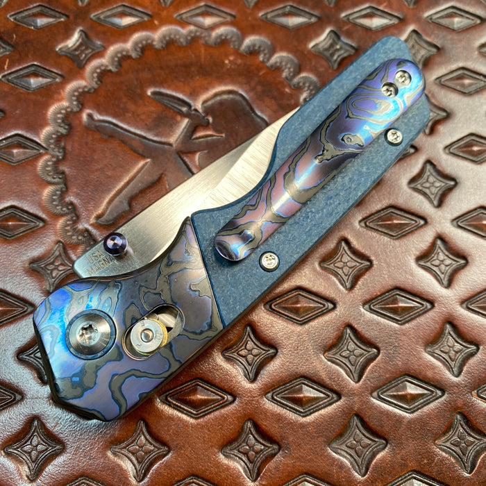 Mark 3 Medium Bolstered Barlock - ZircuTi/Westinghouse Blue Glass Micarta.