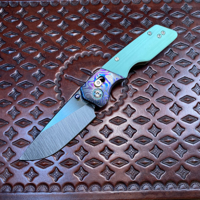 Mark 3 Medium Bolstered Barlock - ZircuTi / Tiffany Blue G10