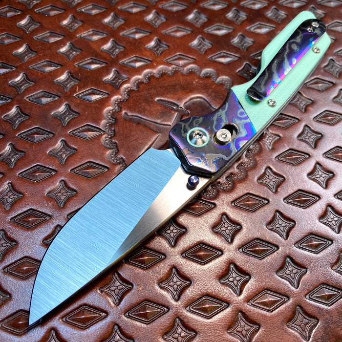 Mark 3 Medium Bolstered Barlock - ZircuTi / Tiffany Blue G10